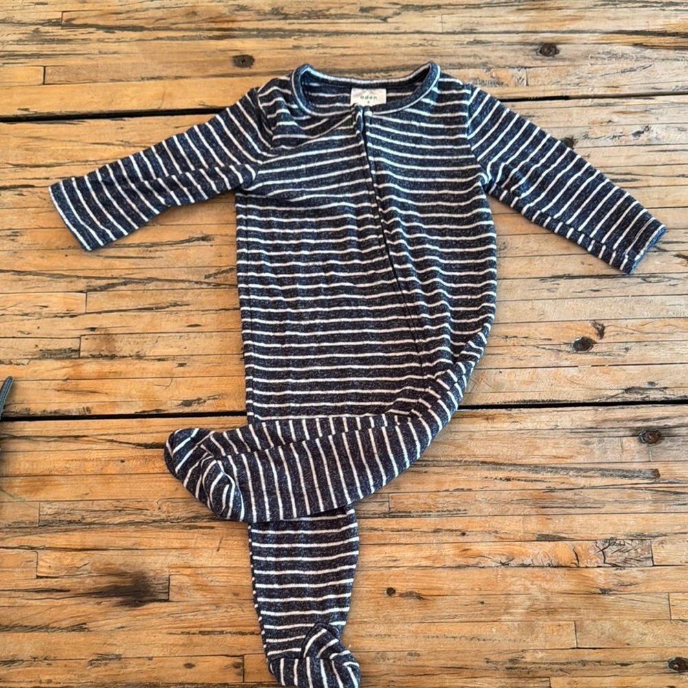 aden + anais Blue and White Pajama Set Classic Striped Design